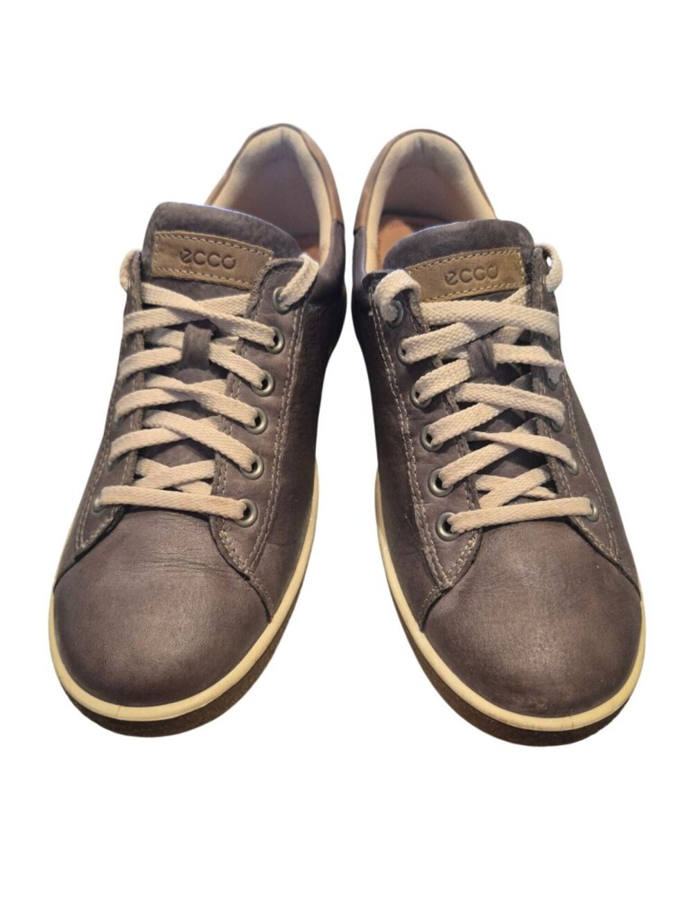 Ecco Gray Leather Casual Lace-Up Shoes Size 39 - Picture 1 of 7